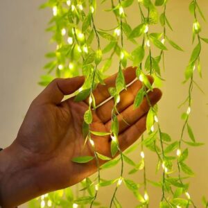 MIRADH Diwali Fairy Lights Leaf Curtain String Light, 180 LED Artificial Leaf Vine with 8 Modes for Diwali, Navratri, Christmas & New Year Home & Party Decor (10×3 ft) (1, Warm White)